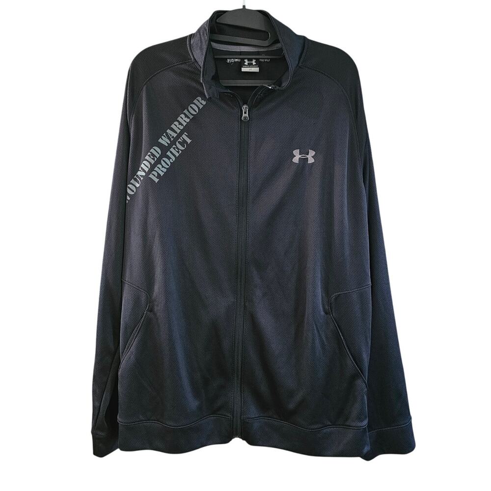 Under Armour Full Zip Pullover Mens L Wounded Warrior Project Long Sleeve Black